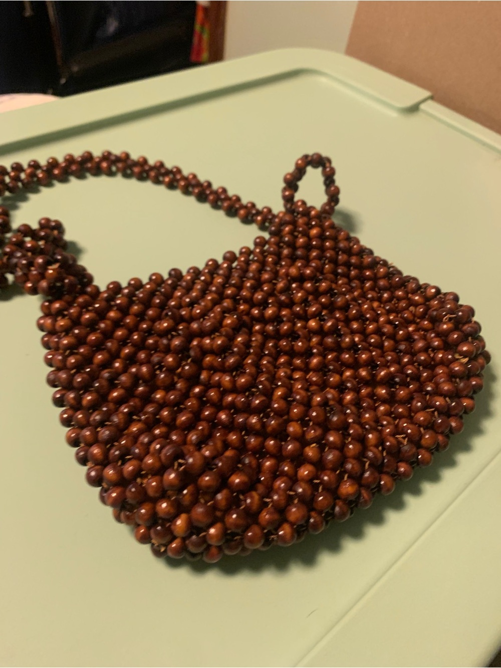 Beaded vintage Crossbody Bag - Handcrafted Wooden Bead Design